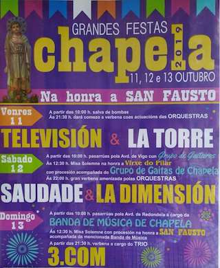 Fechas, información, programa, cartel, imágenes, mapa y ubicación de San Fausto de Chapela  en  Redondela