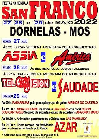 Fechas, información, programa, cartel, imágenes, mapa y ubicación de San Franco de Dornelas  en  Mos