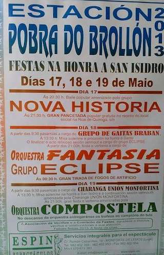Fechas, información, programa, cartel, imágenes, mapa y ubicación de San Isidro Labrador de A Estación  en  A Pobra do Brollón