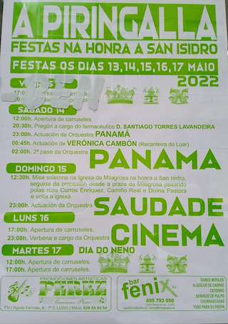 Fechas, información, programa, cartel, imágenes, mapa y ubicación de San Isidro Labrador de A Piringalla  en  Lugo