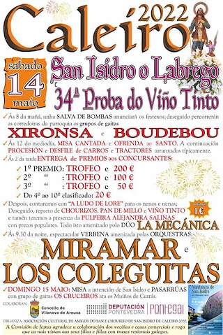 Fechas, información, programa, cartel, imágenes, mapa y ubicación de San Isidro Labrador de Caleiro  en  Vilanova de Arousa