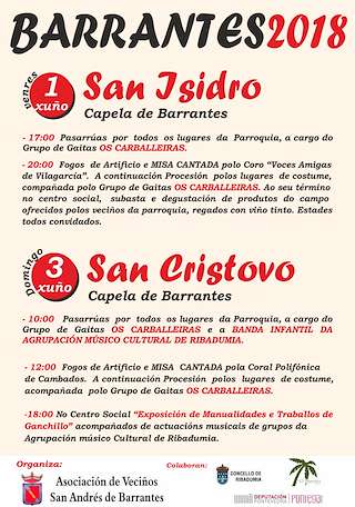 Fechas, información, programa, cartel, imágenes, mapa y ubicación de San Isidro y San Cristovo de Barrantes   en  Ribadumia