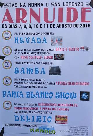 Fechas, información, programa, cartel, imágenes, mapa y ubicación de San Lorenzo de Arnuide  en  Vilar de Barrio
