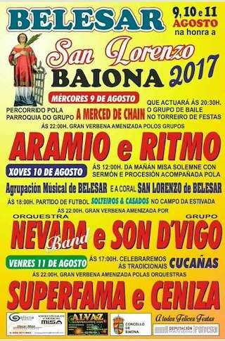 Fechas, información, programa, cartel, imágenes, mapa y ubicación de San Lorenzo de Belesar  en  Baiona