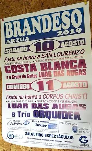Fechas, información, programa, cartel, imágenes, mapa y ubicación de San Lourenzo de Brandeso  en  Arzúa
