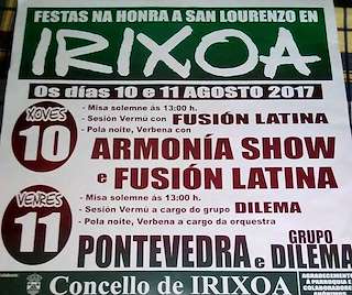 Fechas, información, programa, cartel, imágenes, mapa y ubicación de San Lourenzo  en  Irixoa