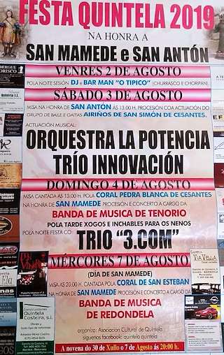 Fechas, información, programa, cartel, imágenes, mapa y ubicación de San Mamede e San Antón de Quintela  en  Redondela