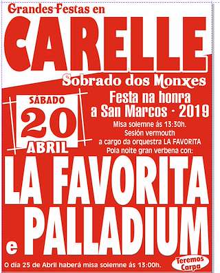 Fechas, información, programa, cartel, imágenes, mapa y ubicación de San Marcos de Carelle  en  Sobrado