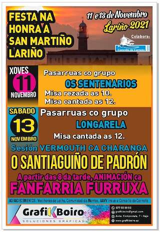 Fechas, información, programa, cartel, imágenes, mapa y ubicación de San Martiño de Lariño  en  Carnota