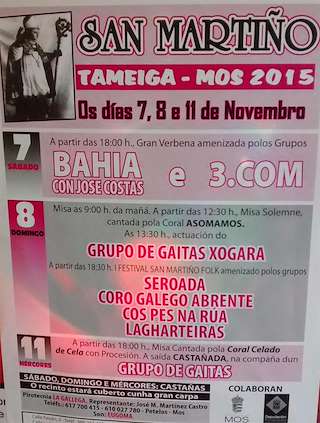 Fechas, información, programa, cartel, imágenes, mapa y ubicación de San Martiño de Tameiga  en  Mos