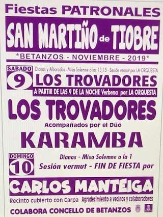 Fechas, información, programa, cartel, imágenes, mapa y ubicación de San Martiño de Tiobre  en  Betanzos