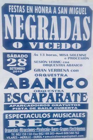 Fechas, información, programa, cartel, imágenes, mapa y ubicación de San Miguel de Negradas  en  O Vicedo