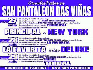 Fechas, información, programa, cartel, imágenes, mapa y ubicación de San Pantaleón, Virxe do Carme e San Xosé das Viñas  en  Paderne