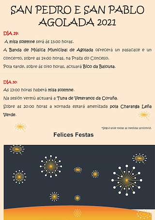 Fechas, información, programa, cartel, imágenes, mapa y ubicación de San Pedro e San Pablo (2024)  en  Agolada