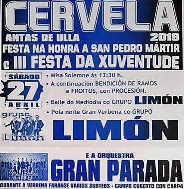 San Pedro Mártir e V Festa da Xuventude de Cervela en Antas de Ulla