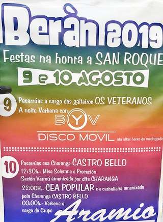 Fechas, información, programa, cartel, imágenes, mapa y ubicación de San Roque de Berán  en  Leiro