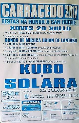 Fechas, información, programa, cartel, imágenes, mapa y ubicación de San Roque de Carracedo  en  Caldas de Reis