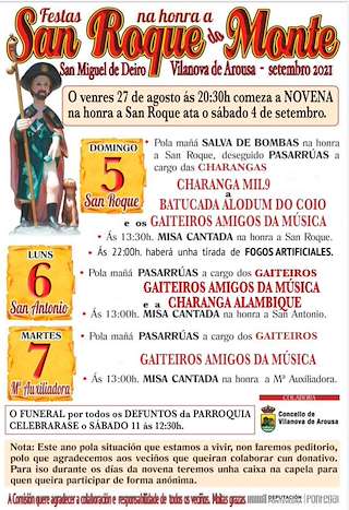 Fechas, información, programa, cartel, imágenes, mapa y ubicación de San Roque do Monte de San Miguel de Deiro  en  Vilanova de Arousa