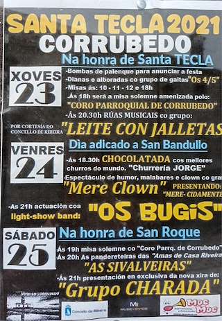 Fechas, información, programa, cartel, imágenes, mapa y ubicación de San Roque e Santa Tecla de Corrubedo  en  Ribeira