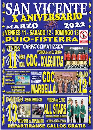 Fechas, información, programa, cartel, imágenes, mapa y ubicación de San Vicente y San Roque de Duio  en  Fisterra