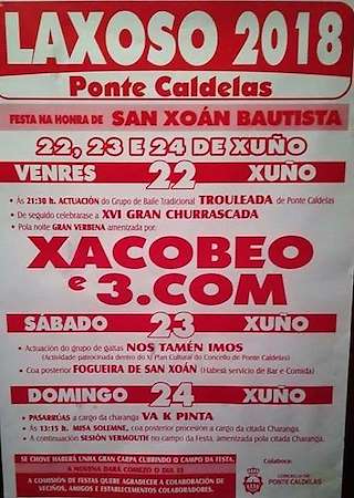 Fechas, información, programa, cartel, imágenes, mapa y ubicación de San Xoán Bautista de Laxoso (2024)  en  Ponte Caldelas