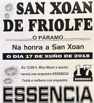 Fechas, información, programa, cartel, imágenes, mapa y ubicación de San Xoán de Friolfe (2024)  en  O Páramo