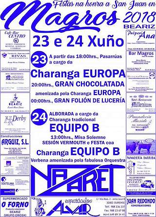 Fechas, información, programa, cartel, imágenes, mapa y ubicación de San Xoán de Magros (2024)  en  Beariz