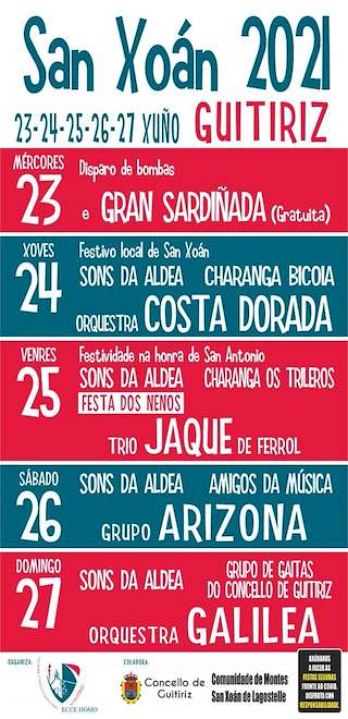 Fechas, información, programa, cartel, imágenes, mapa y ubicación de San Xoán e San Antonio  (2024)  en  Guitiriz