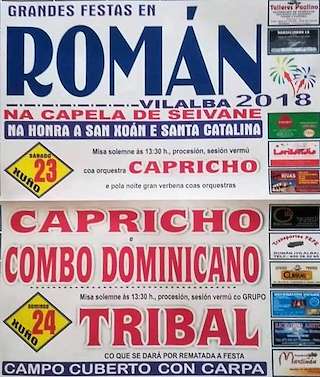 Fechas, información, programa, cartel, imágenes, mapa y ubicación de San Xoán e Santa Catalina de Román (2024)  en  Vilalba