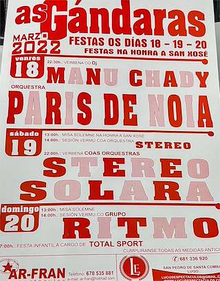 Fechas, información, programa, cartel, imágenes, mapa y ubicación de San Xosé de As Gándaras  en  Lugo