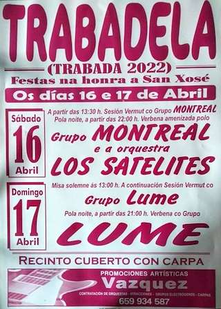 Fechas, información, programa, cartel, imágenes, mapa y ubicación de San Xosé de Trabadela  en  Trabada