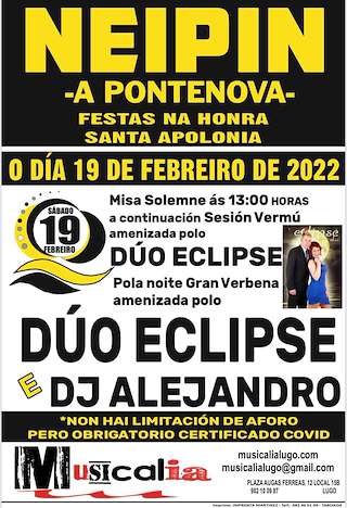 Fechas, información, programa, cartel, imágenes, mapa y ubicación de Santa Apolonia de Neipín  en  A Pontenova