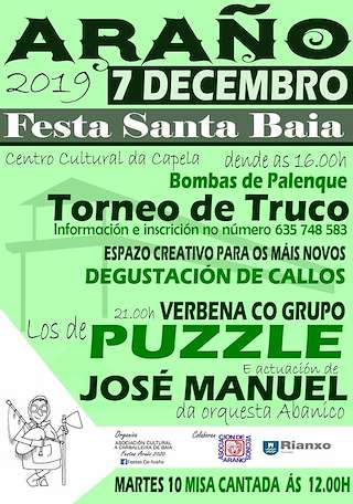Fechas, información, programa, cartel, imágenes, mapa y ubicación de Santa Baia de Araño   en  Rianxo