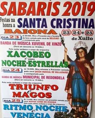 Fechas, información, programa, cartel, imágenes, mapa y ubicación de Santa Cristina de Sabarís  en  Baiona
