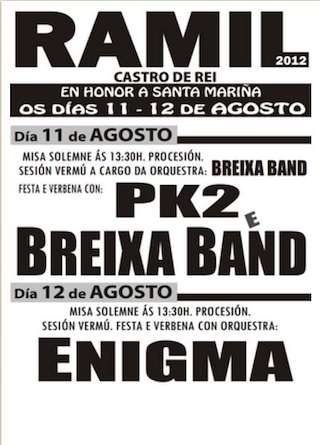 Fechas, información, programa, cartel, imágenes, mapa y ubicación de Santa Mariña en Ramil  en  Castro de Rei