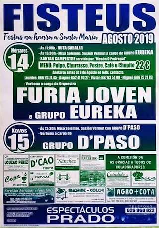 Fechas, información, programa, cartel, imágenes, mapa y ubicación de Santa María de Fisteus  en  Curtis