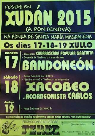 Fechas, información, programa, cartel, imágenes, mapa y ubicación de Santa María Magdalena de Xudán  en  A Pontenova