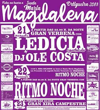 Fechas, información, programa, cartel, imágenes, mapa y ubicación de Santa María Magdalena   en  Ortigueira
