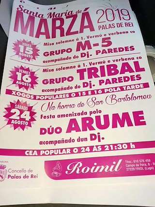 Fechas, información, programa, cartel, imágenes, mapa y ubicación de Santa María y San Bartolomeu de Marzá  en  Palas de Rei