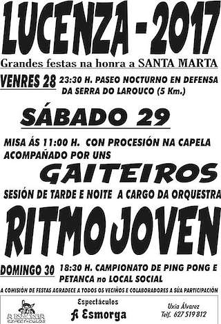 Fechas, información, programa, cartel, imágenes, mapa y ubicación de Santa Marta de Lucenza  en  Cualedro