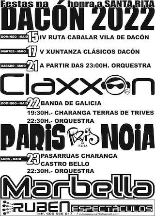 Fechas, información, programa, cartel, imágenes, mapa y ubicación de Santa Rita de Dacón  en  Maside
