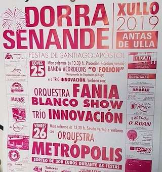 Fechas, información, programa, cartel, imágenes, mapa y ubicación de Santiago Apóstol de Dorra y Senande  en  Antas de Ulla