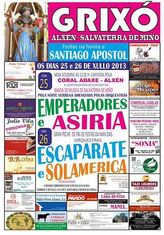 Fechas, información, programa, cartel, imágenes, mapa y ubicación de Santiago Apóstol de Grixó  en  Salvaterra do Miño