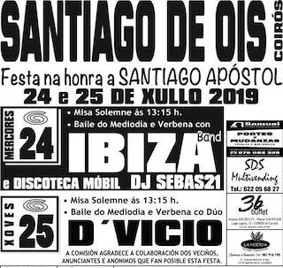 Fechas, información, programa, cartel, imágenes, mapa y ubicación de Santiago Apóstol de Ois  en  Coirós