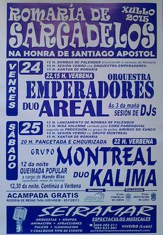 Fechas, información, programa, cartel, imágenes, mapa y ubicación de Santiago Apóstol de Sargadelos  en  Cervo