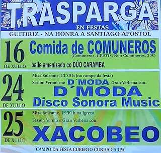 Fechas, información, programa, cartel, imágenes, mapa y ubicación de Santiago Apóstol de Trasparga  en  Guitiriz