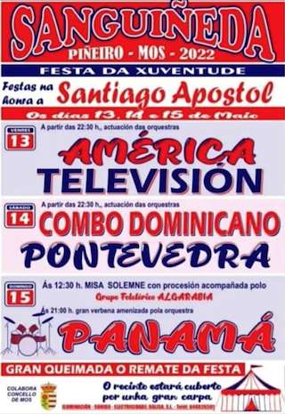 Fechas, información, programa, cartel, imágenes, mapa y ubicación de Santiago Apóstol - Festa da Xuventude de Piñeiro  en  Mos