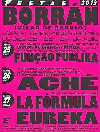 Fechas, información, programa, cartel, imágenes, mapa y ubicación de Santiago Apóstol y Santa Ana de Borrán (2024)  en  Vilar de Barrio