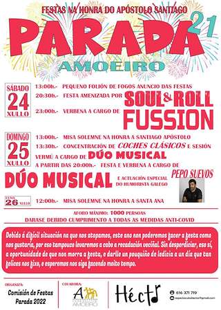 Fechas, información, programa, cartel, imágenes, mapa y ubicación de Santiago Apóstol y Santa Ana de Parada  en  Amoeiro