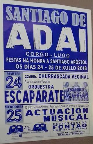 Fechas, información, programa, cartel, imágenes, mapa y ubicación de Santiago Apóstolo de Adai  en  O Corgo